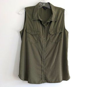 Buffalo David Bitton Sleeveless Shirt Olive Green Small